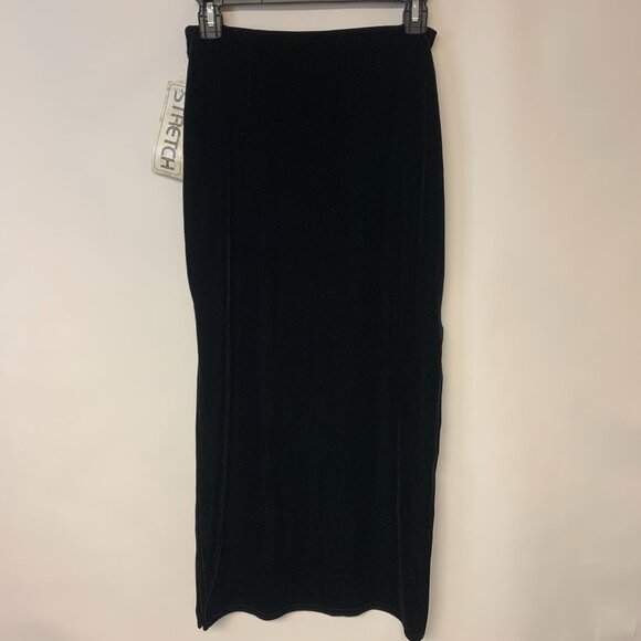 Star CC Velvet Skirt Maxi Black NWT Y2K Vintage Formal Feminine Goth Womens SZ M - Picture 2 of 9